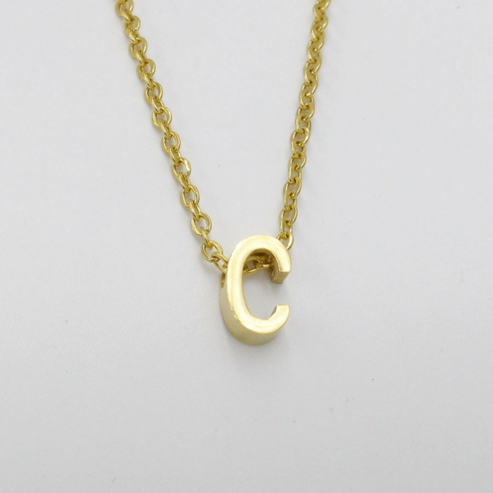 Initial C 18k gold plated initial necklace - Picture 2 of 6